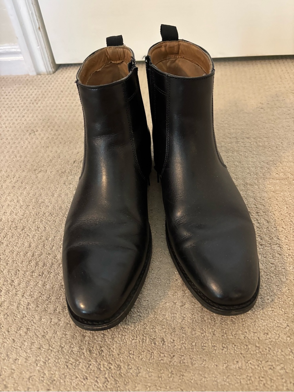 Johnston & Murphy Black Leather Side-Zip Boots
